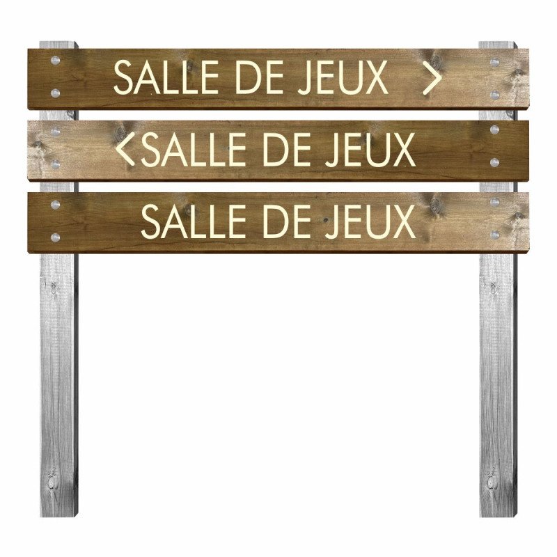 Panneau salle de jeux en bois gravé pour bi-mât