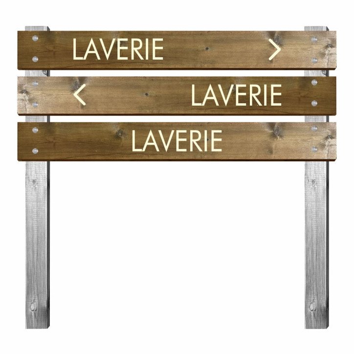 Panneau laverie en bois gravé pour bi-mât Panneau laverie en bois gravé pour bi-mât