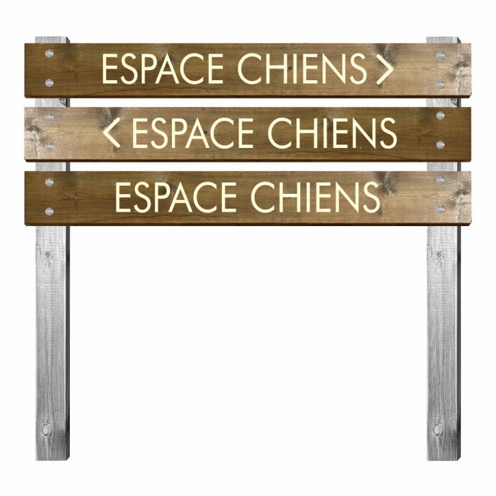 Panneau espace chien en bois gravé pour bi-mât Panneau espace chien en bois gravé pour bi-mât