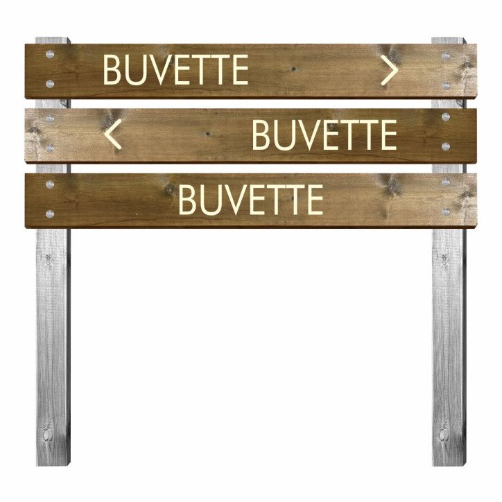 Panneau buvette en bois gravé pour bi-mât Panneau buvette en bois gravé pour bi-mât