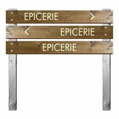 Panneau épicerie en bois gravé pour bi-mât