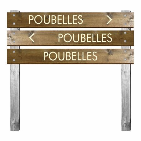 Panneau poubelles en bois gravé pour bi-mât