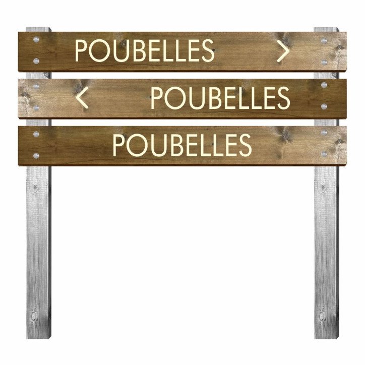 Panneau poubelles en bois gravé pour bi-mât Panneau poubelles en bois gravé pour bi-mât