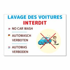 Panneau lavage des voitures interdit