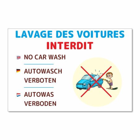 Panneau lavage des voitures interdit