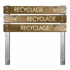Panneau recyclage en bois gravé pour bi-mât
