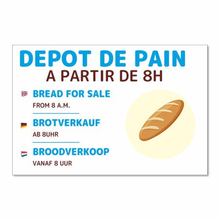 Panneau horaire dépôt de pain