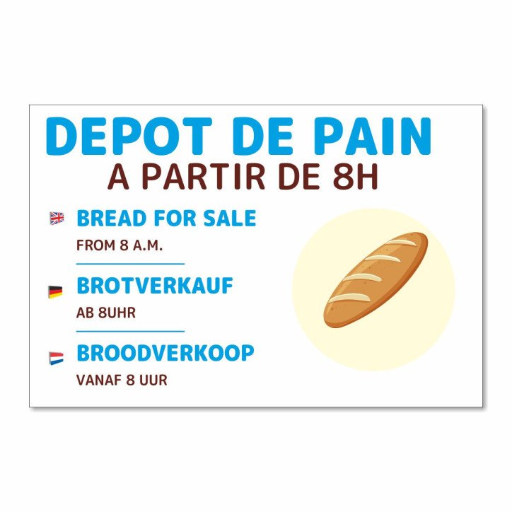 Panneau horaire dépôt de pain Panneau horaire dépôt de pain
