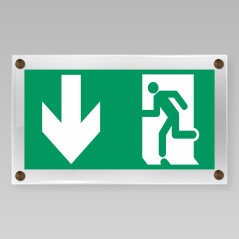 Panneau de signalisation évacuation rectangle en plexiglas 5 mm