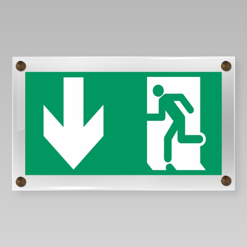 Panneau de signalisation évacuation rectangle en plexiglas 5 mm