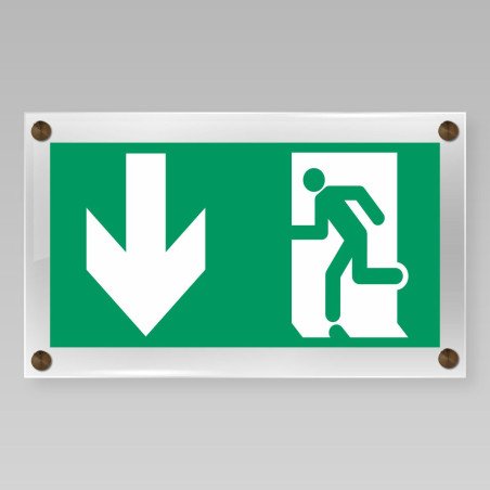 Panneau de signalisation évacuation rectangle en plexiglas 5 mm