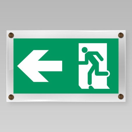 Signalétique Evacuation rectangulaire en plexiglas