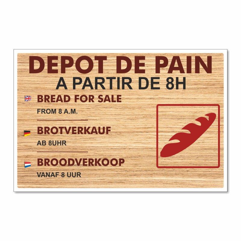 Panneau horaire dépôt de pain