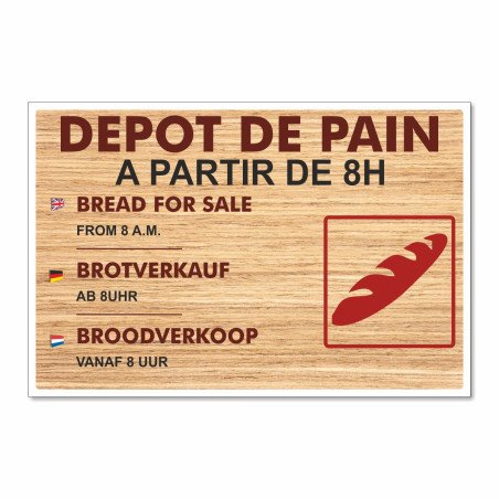 Panneau horaire dépôt de pain