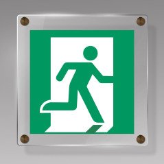 Signalétique évacuation carrée en plexiglas