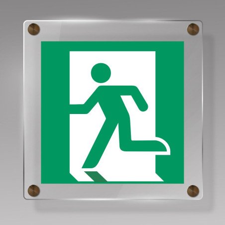 Signalétique évacuation carrée en plexiglas