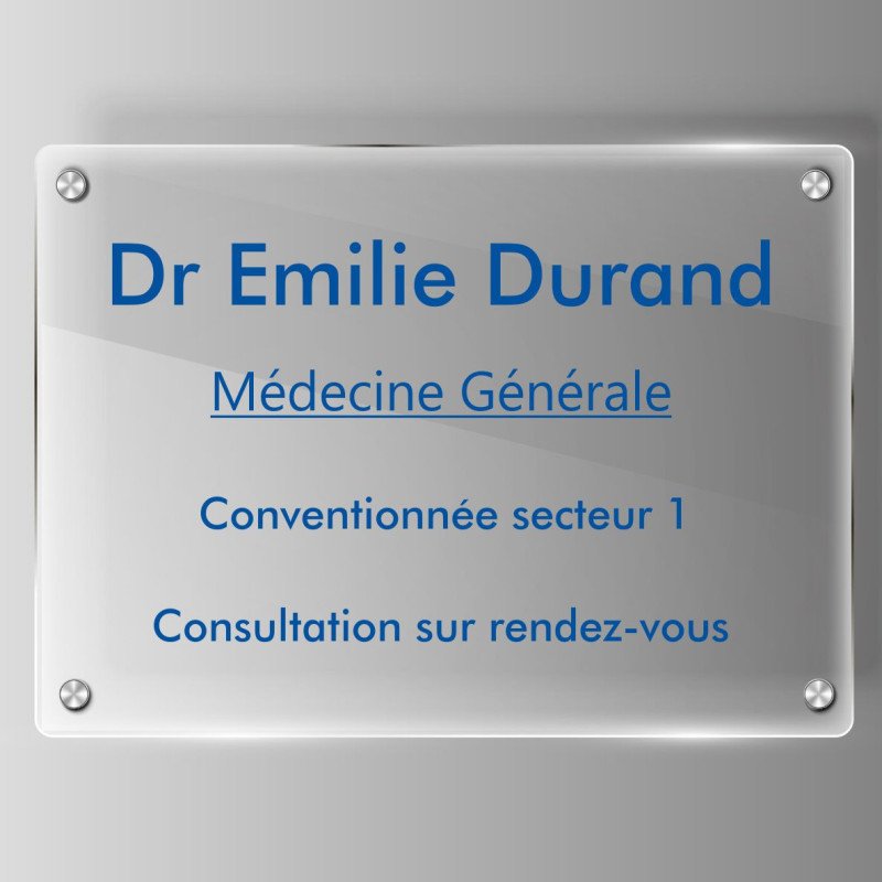 Plaque professionnelle en plexiglas