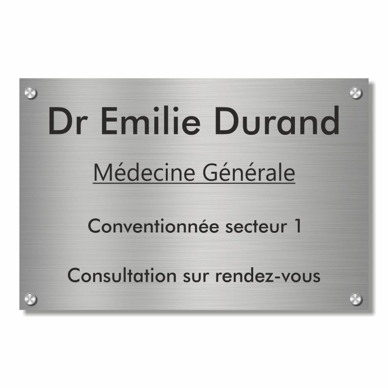 Plaque professionnelle en aluminium brossé