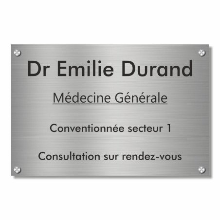 Plaque professionnelle en aluminium brossé