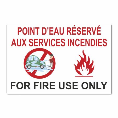 Panneau point d'eau réservé aux services incendies