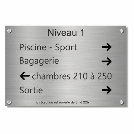 Plaque signalétique hôtels en aluminium brossé