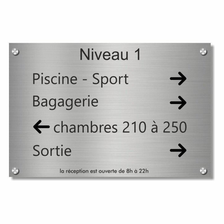 Plaque signalétique hôtels en aluminium brossé Plaque signalétique hôtels en aluminium brossé