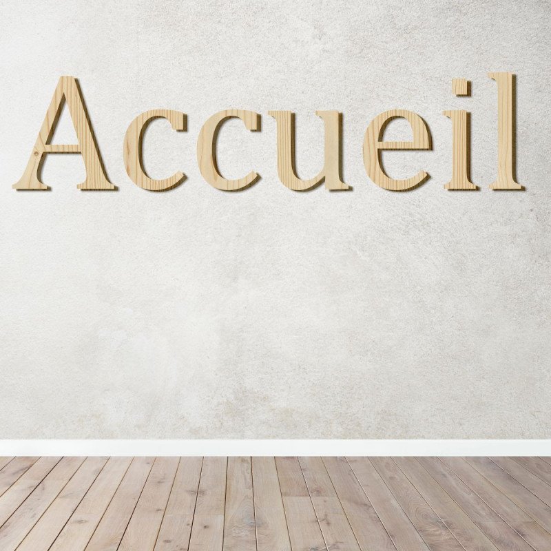 Accueil en lettres découpées Bois tripli épicéa
