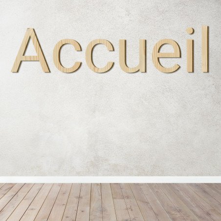 Accueil en lettres découpées Bois tripli épicéa