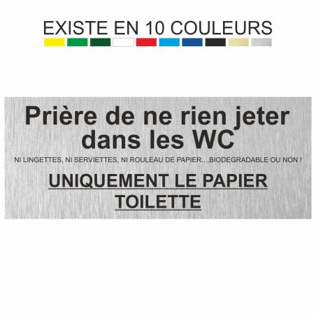 Plaque ne rien jeter dans les toilettes
