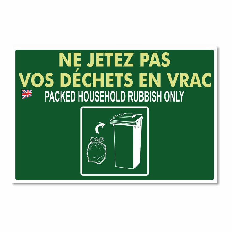Panneau ne jetez pas vos déchets en vrac