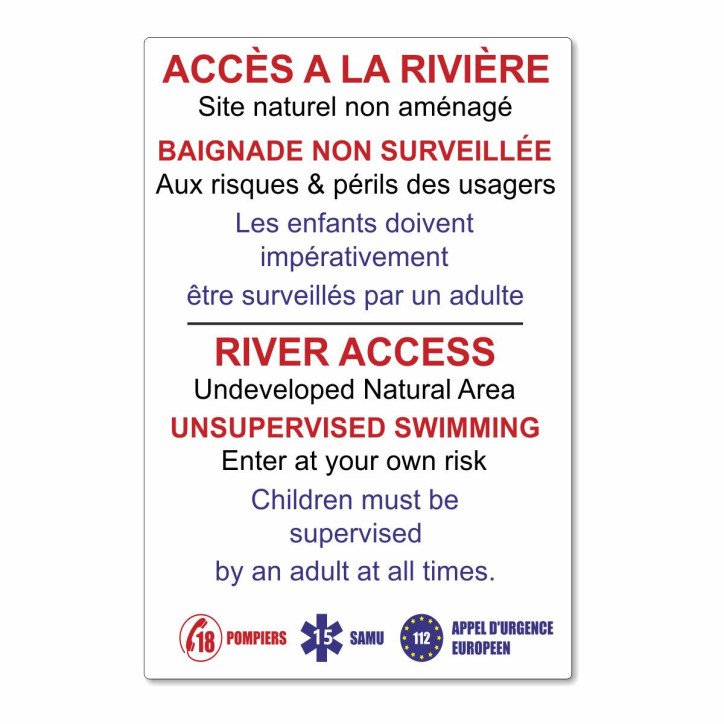 Panneau accès à la rivière Panneau accès à la rivière