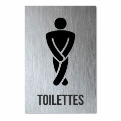 Panneau toilettes hommes en  alu brossé