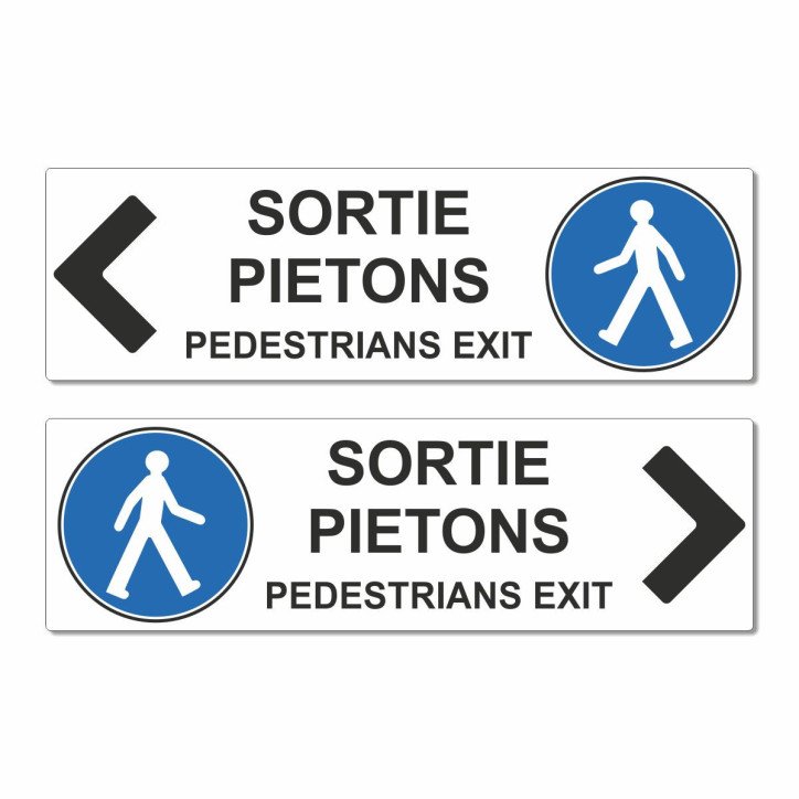Panneau sorite piétons à droite ou gauche