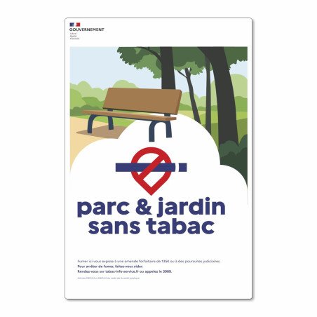 Panneau parc et jardin sans tabac