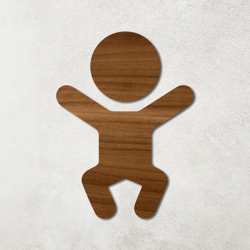 Pictogramme en bois découpé bébé, sanitaire bébé
