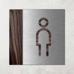 Plaque en métal et bois toilettes hommes