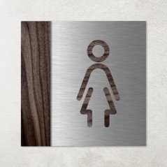 Plaque en métal et bois toilettes femmes