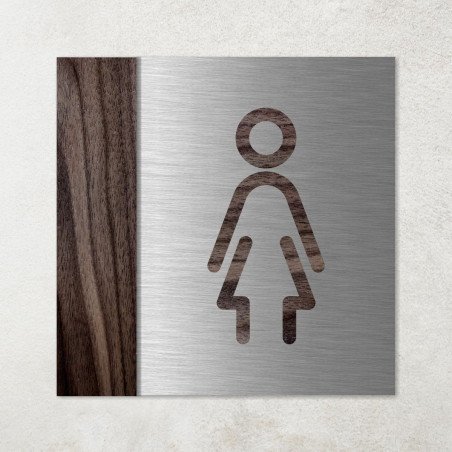 Plaque en métal et bois toilettes femmes