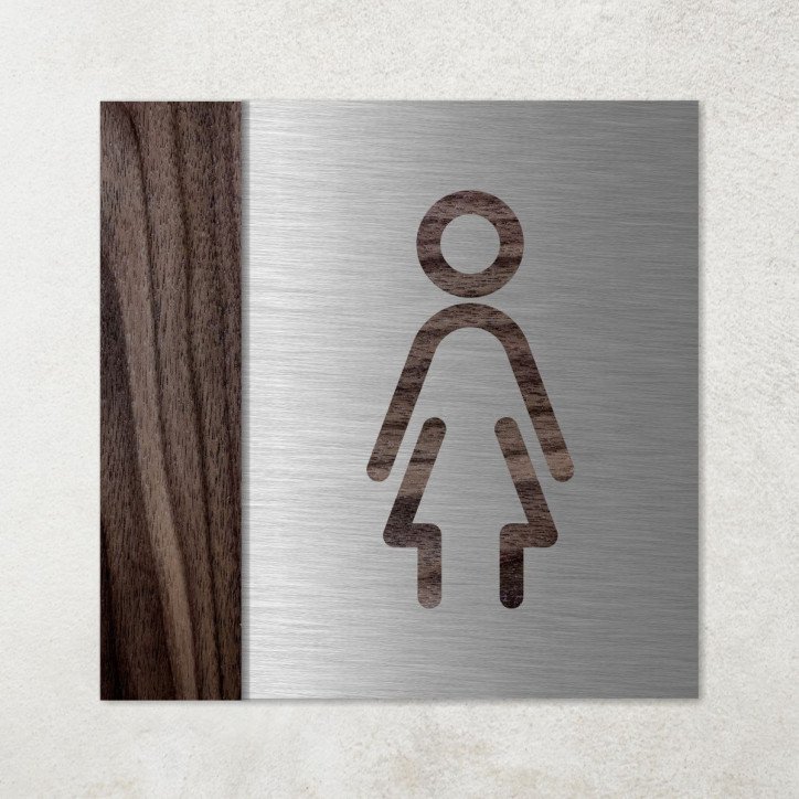Plaque en métal et bois toilettes femmes Plaque en métal et bois toilettes femmes