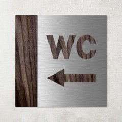 Plaque en métal et bois WC flèche à droite ou a gauche