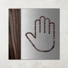 Plaque en métal et bois privé, main