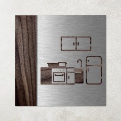 Plaque en métal et bois cuisine