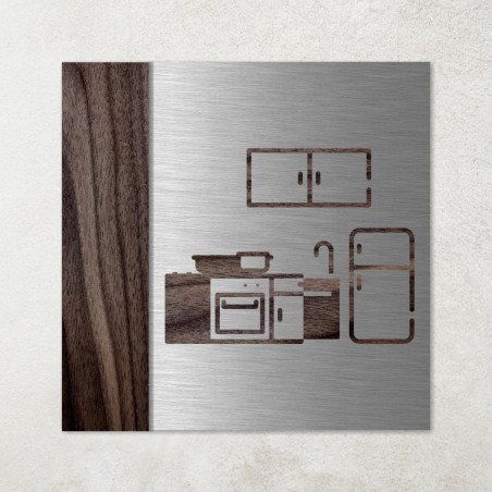 Plaque en métal et bois cuisine