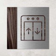 Plaque en métal et bois ascenseur