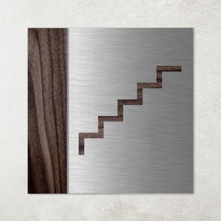 Plaque escalier en métal et bois