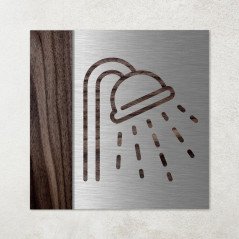 Plaque douches en métal et bois