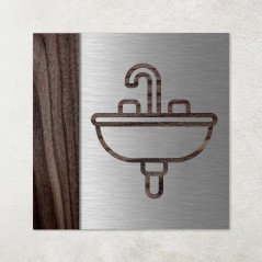 Plaque lavabo en métal et bois