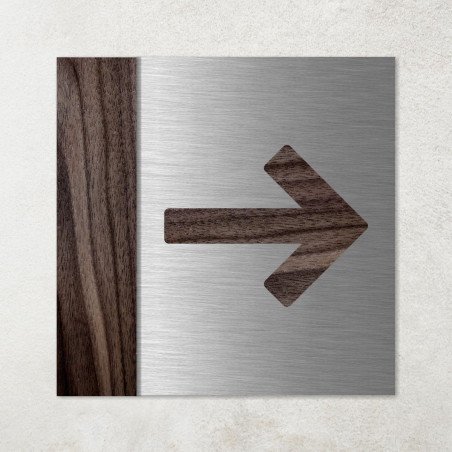 Plaque flèche en métal et bois gauche et droite