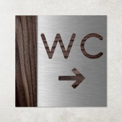 Plaque wc à droite ou à gauche en aluminium et bois