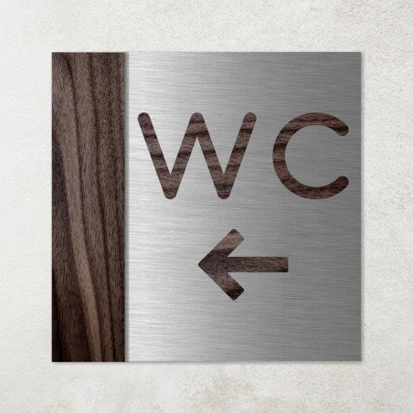 Plaque wc gauche ou droite en aluminium et bois